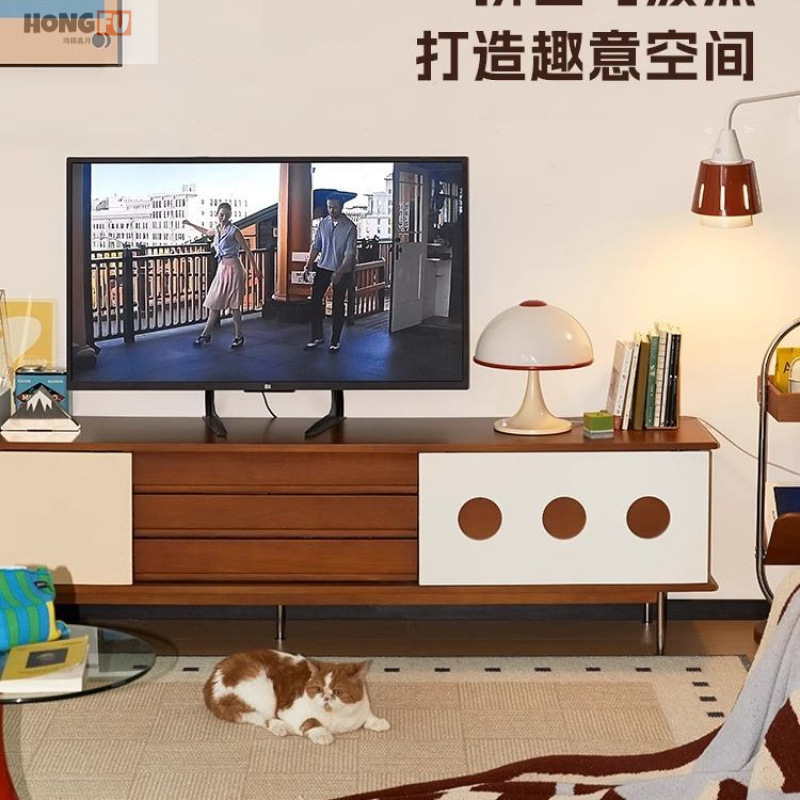 Solid Wood Tv Cabinet, Antique Retro Style Living Room, Home Storage, Modern Small Apartment, Simple Tv Cabinet, Floor-Standing