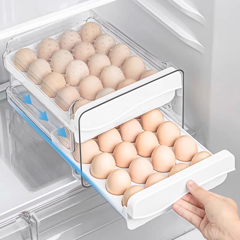 Refrigerator Egg Storage Box Kitchen Egg Box Storage and Organization Large-Capacity Egg Tray Drawer-Type Egg Box Preservation Household