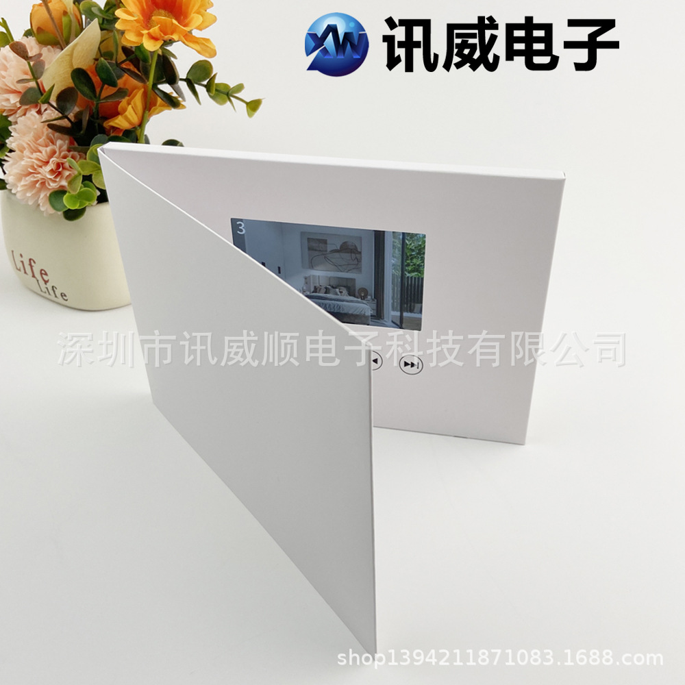 A5 White Card 4.3inch Ips Screen Video Blessing Greeting Card Lcd Invitation Digital Building Book Mp4 Digital Advertising Book