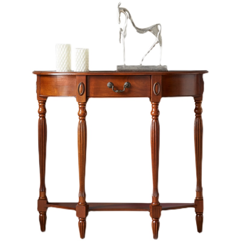 American Solid Wood Semi-Circular Entrance Table Ultra-Thin Corridor Simple Entrance Table European Style Foyer Partition Against the Wall Entrance Hall