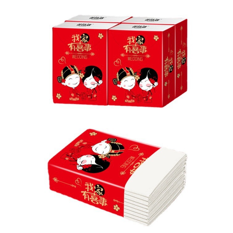 Hua Shijie 2-layer 7-piece Wedding Wedding Banquet Multi-purpose Handkerchief Paper Towel Hotel Napkin Small Bag Portable Face Towel