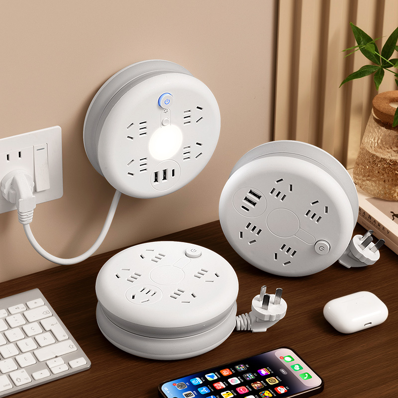 Round Rectable Socket Multifunctional Telescopic Plug Dormitory Plug Board USB Plug Plug Household Plug Board Cable