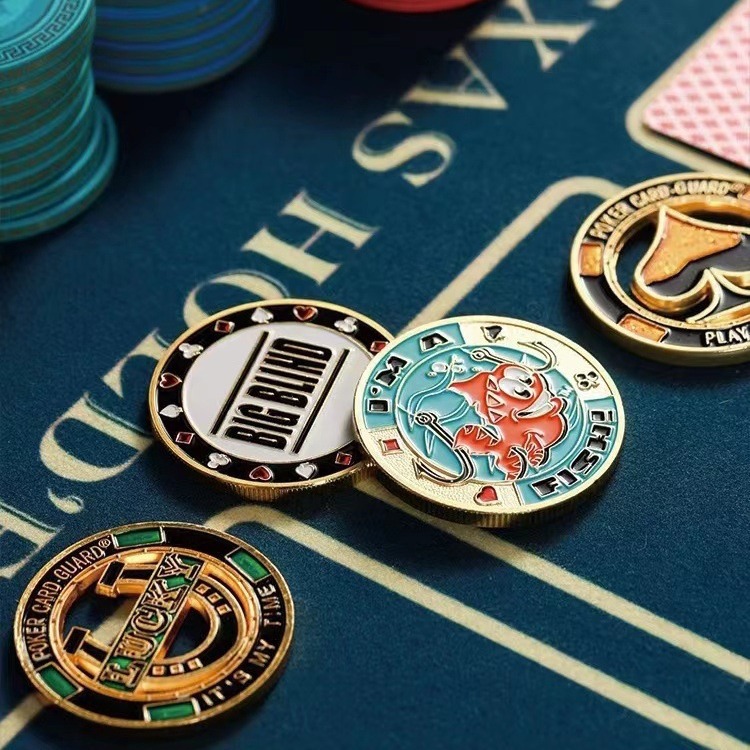 Texas Hold'Em Metal Card Press Lucky Size Blind Code Decaler Full Pressure All in Chip Coin Card Press Piece