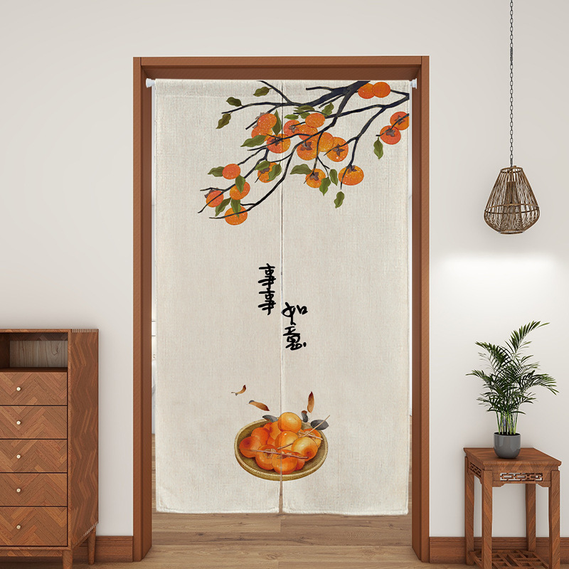 Kitchen Chinese-style Door Curtain Partition Curtain Shelter Curtain Cloth Curtain for Bedroom Entrance Door Curtain Fabric Hanging Curtain Punch-free