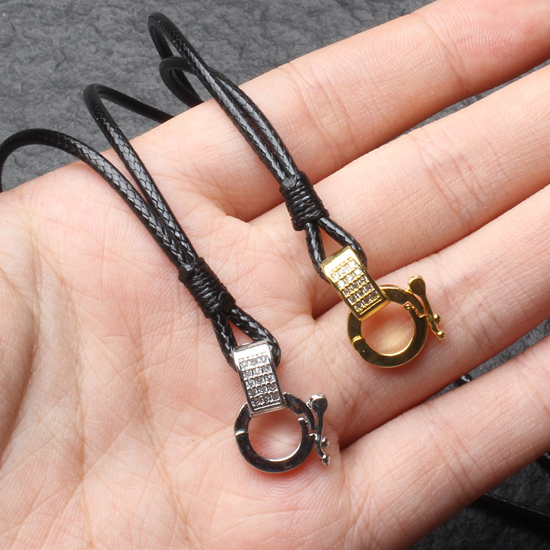 Buddha Amulet Chain Universal Buckle Wax Leather Rope Hand-Knitted Pendant Rope Thai Single Hanging Quick Release Buckle Buddha Amulet Chain Pendant Rope Necklace