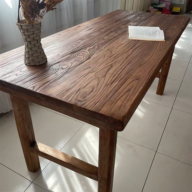 Стол из старого вяза массивный винтажный чайный стол чайный стол домашний длинный обеденный стол народный простой барный стол длинный стол из массива дерева