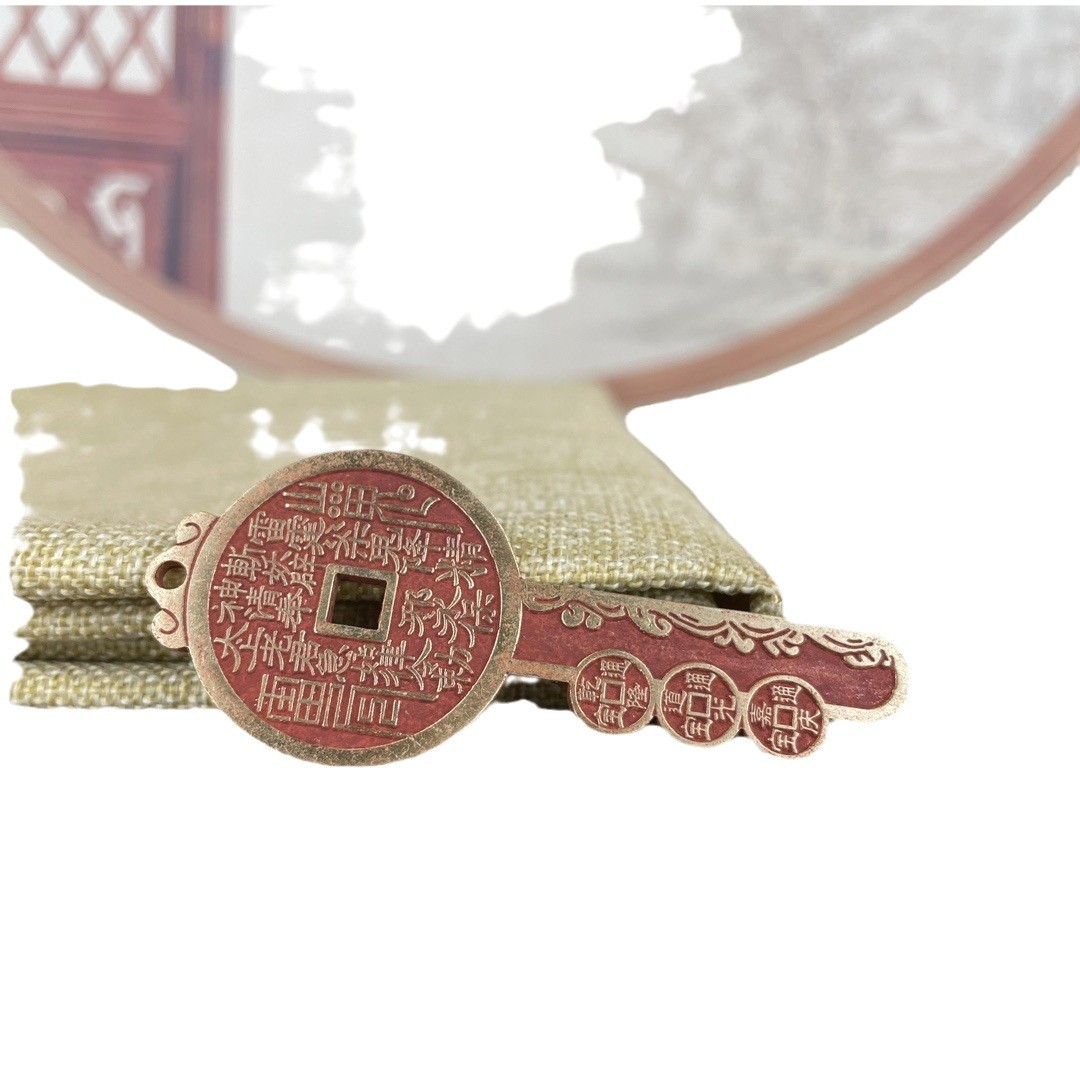 Wholesale Taoist Cinnabar Mountain Ghost Spending Money to Open Treasury Key Pendant Brass Gandao Jiafu Lu Shou Copper Pendant Hanging
