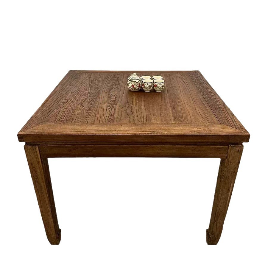 Antique Eight Immortals Table Square Dining Table Household Retro Old Elm Table Stool Tea Room Square Tea Table Combination
