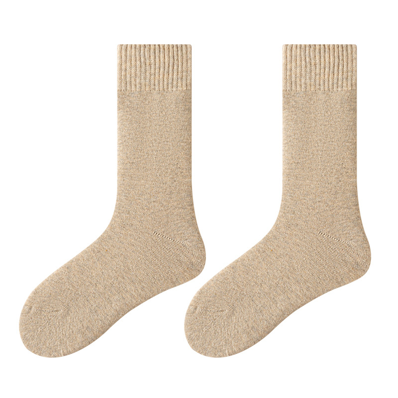 Winter Cashmere Socks Fleece-Lined Thickeneded Mid-Calf Socks for Women Autumn and Winter Warm Confinement Socks Floor Socks Wool Thick Socks