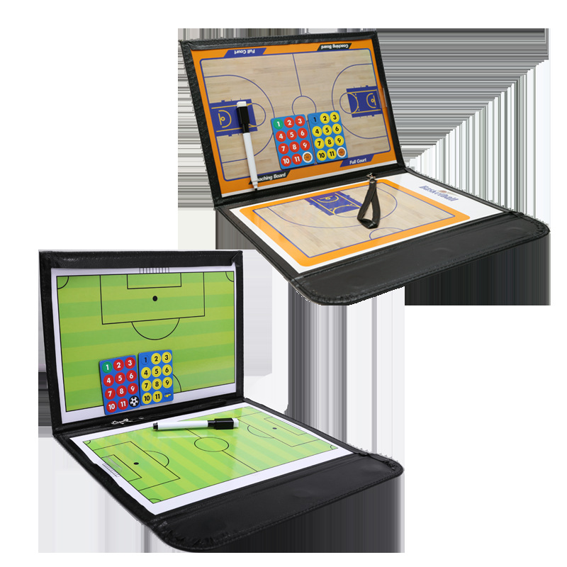 Three-fold football basketball tactics board full-court half-court football coach board send magnet pen leather basketball tactics board