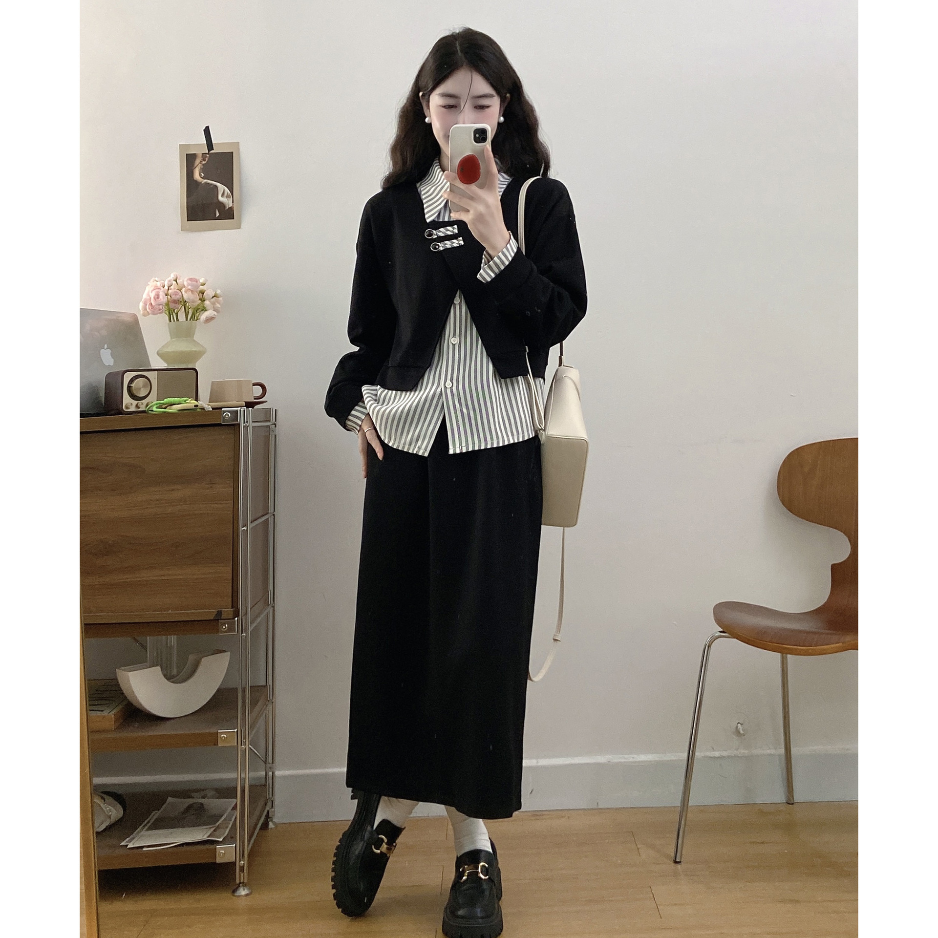 2025 New Large Size Fashionable Design Autumn and Winter Loose Two-Piece Sweatshirt and Skirt Set Casual Suit