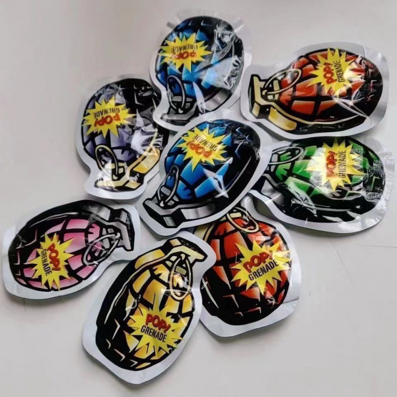 Simulation automatic inflatable grenade self-explosion small fry bag trick children's toys funny prank scare ring bag wholesale