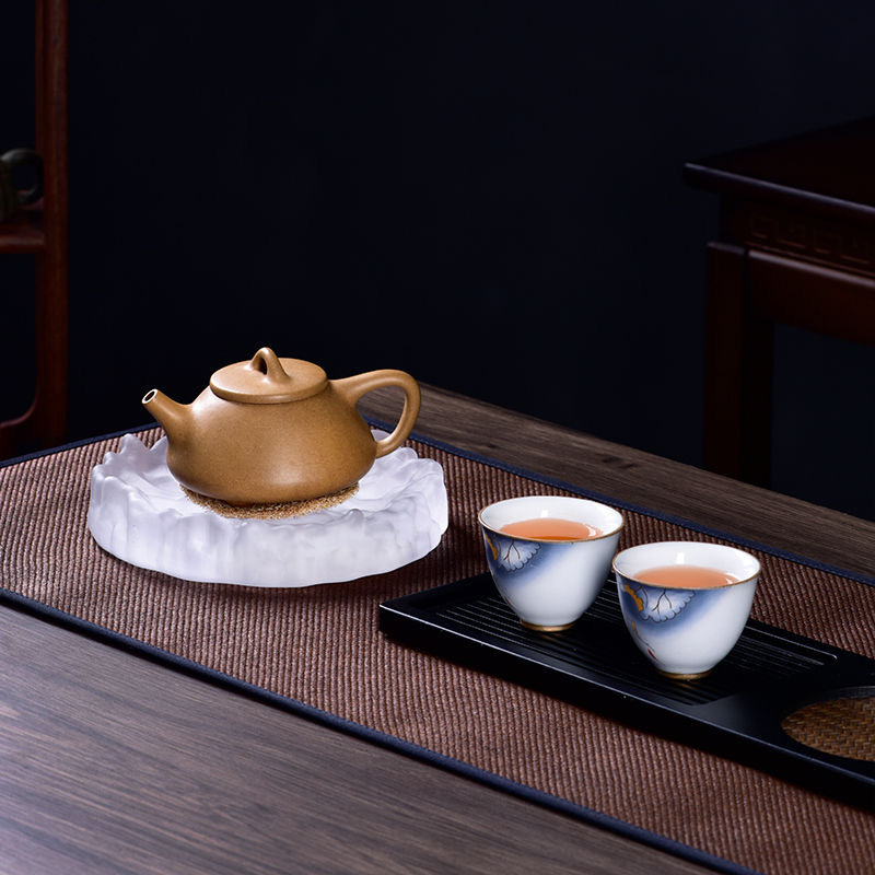 Japanese Style Glass Pot Bearing Kung Fu Tea Set Accessories Glass Teapot Tea Cup Holder Household Tea Tray Simple Tea Table Coaster
