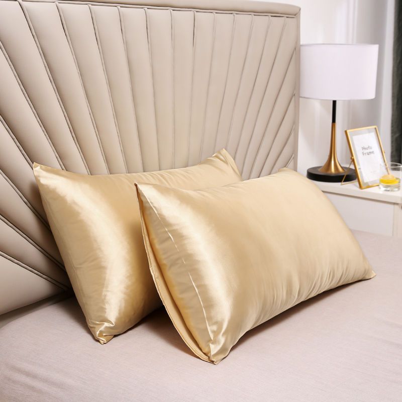 Amazon Home Cross-Border Wish Aliexpress Shopee Glossy Simulated Silk Satin Pure Color Single Pillowcase Manufacturer