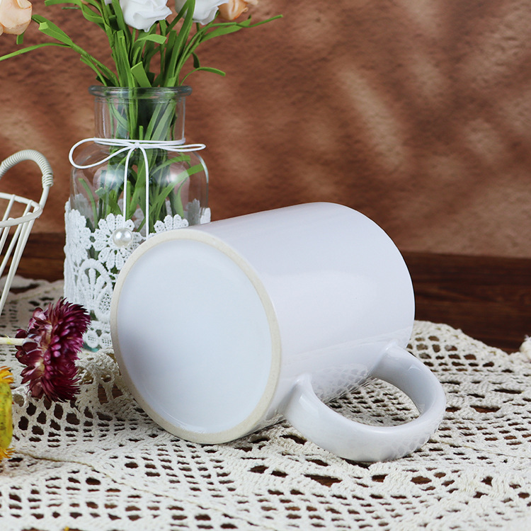 Factory direct supply pure white ceramic mug heat transfer DIY creative white porcelain cup wholesale blank coating cup 11OZ