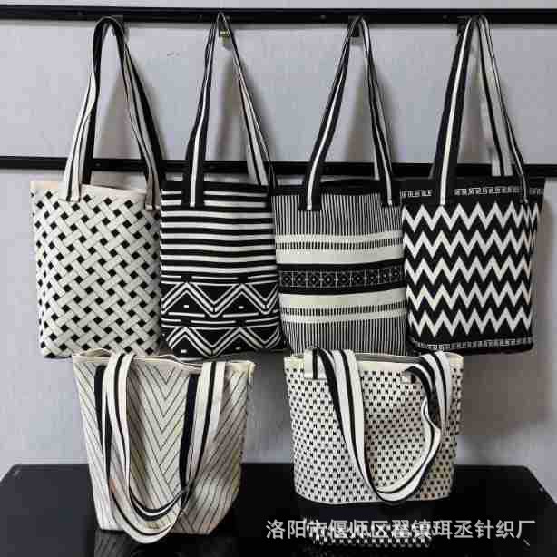 Новая женская сумка с плетёным геометрическим узором вязаная сумка через плечо универсальная и модная для выхода большая ёмкость