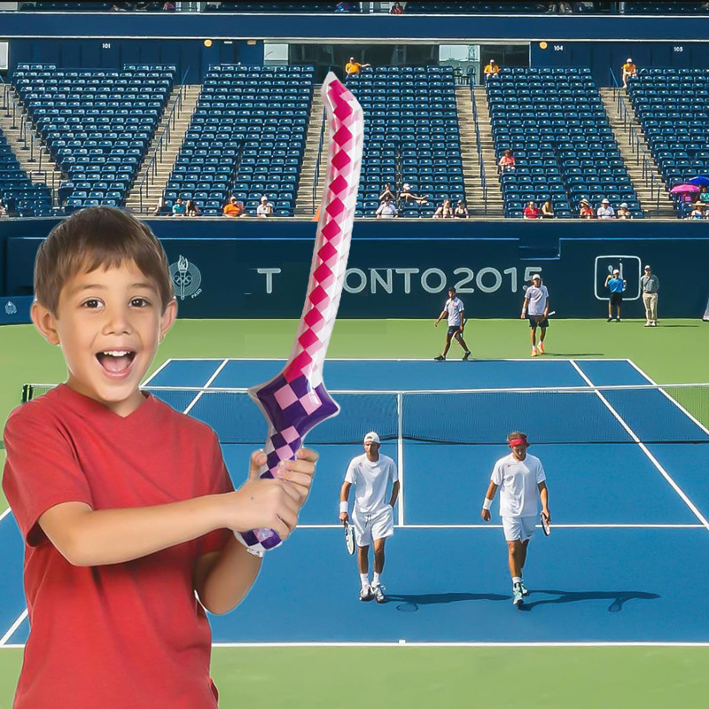 Cross Border Inflatable Toy Sword Pixel Inflatable Knife Children Mosaic Plaid Sword Halloween Toy Stick Hammer Axe