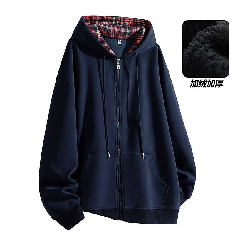 Free Shipping Heavy Hooded Cardigan Sweater Men's 2024 Thick American Style Fashion Brand Loose Casual Top