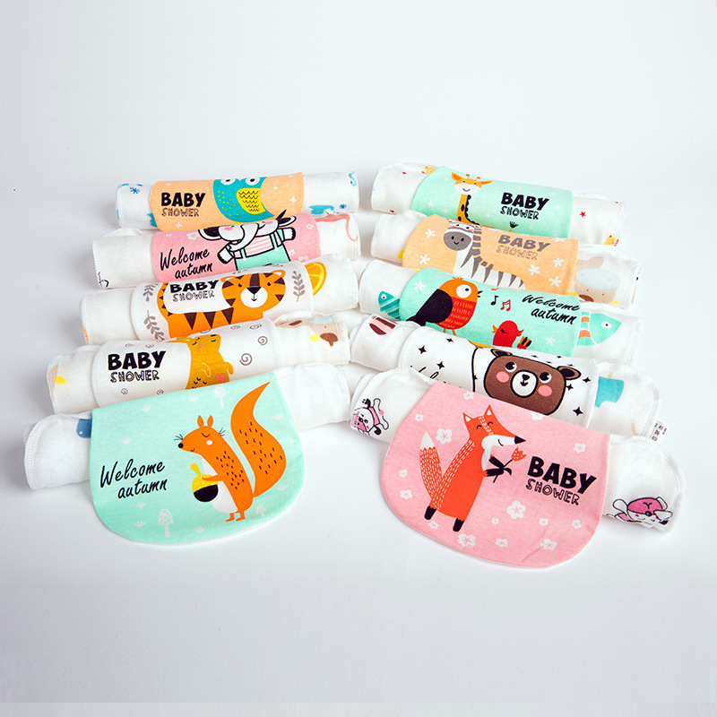 2025 New Children's Four-Layer Cotton Gauze Baby Soft Pad Sling Cartoon Sweat-Absorbing Towel Infant Sweat-Absorbing Towel