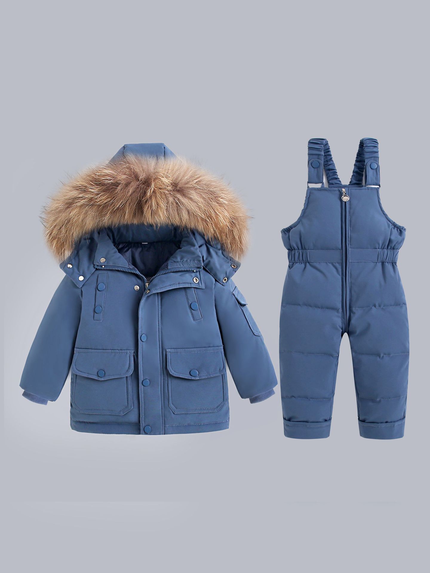 Foreign Trade Winter Clothing Baby Cold-Proof Clothing Boy's Suit Children's Two-Piece Set 1-5 Years Old Girl Overalls Jumpsuit