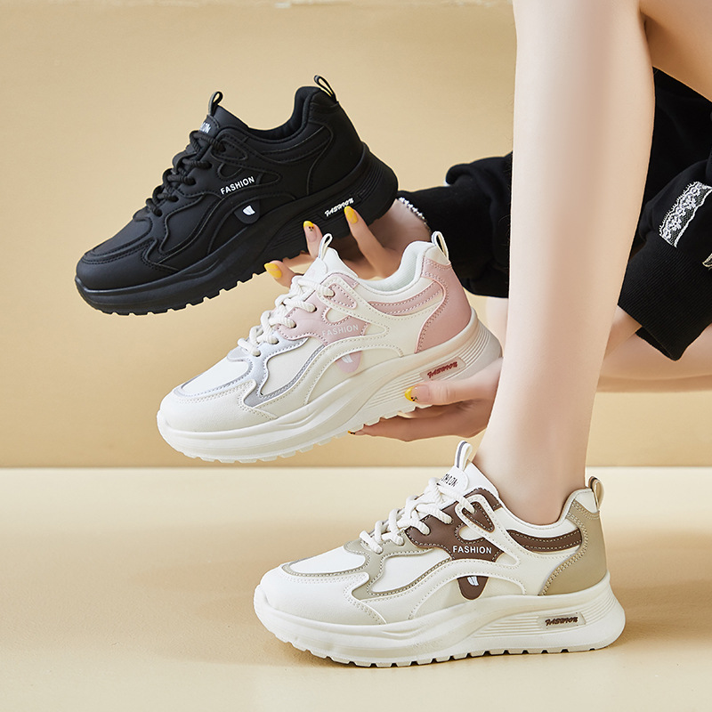 Ins K-Style New Dad Shoes for Women 2025 Spring Student Running Sports Thick Sole Heightening Casual Shoes Q103-1