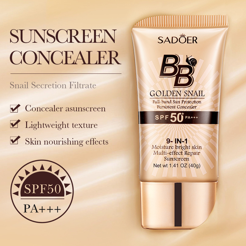 Cross-Border Spot Gold Snail Bb Cream Sadoer Long-Lasting Concealer Foundation Bb Cream Foreign Trade Factory Direct Sale