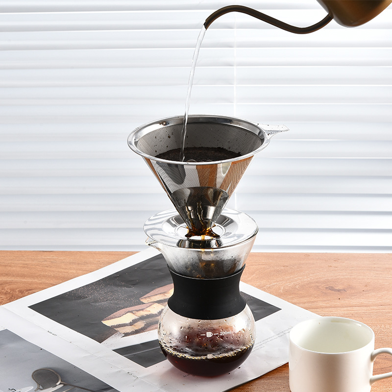 304 Stainless Steel Coffee Filter Double-layer Screen Large Household Non-filter Paper Drip-type Filter for Hand Brewed Coffee