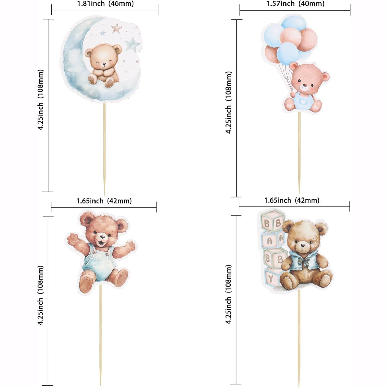 Cartoon Bear Children's Birthday Party Card Baby Shower Creative Cupcake Jungle Animal Theme Decoration