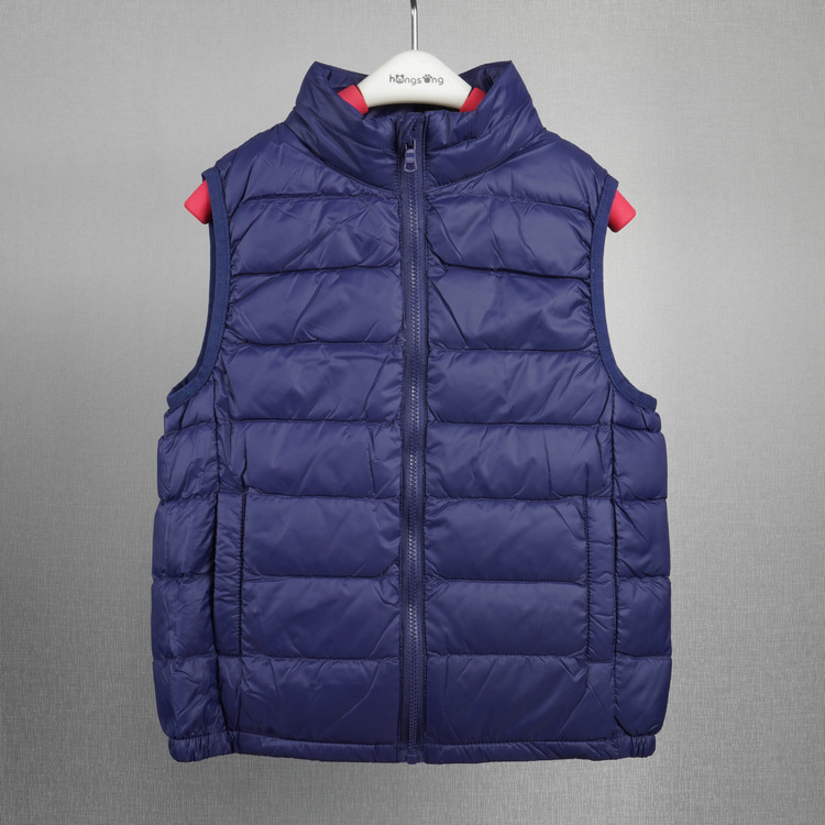 Autumn and Winter Boys and Girls Down Jacket Vest Solid Color Children's Vest Light and Thin Children's Coat Duck Down Short Horse Clip