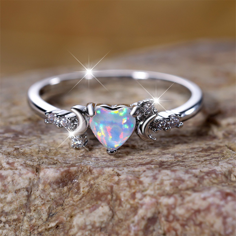 Cross-border wish new love Bai Aobao two sides of the moon three claw ring simple personality niche light luxury ring