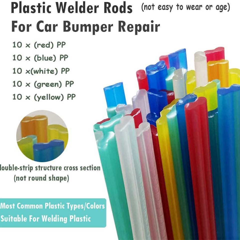 Car bumper plastic repair welding rod 120 pieces plastic welding machine smoothing welding plastic strip TPO PP ABS PC