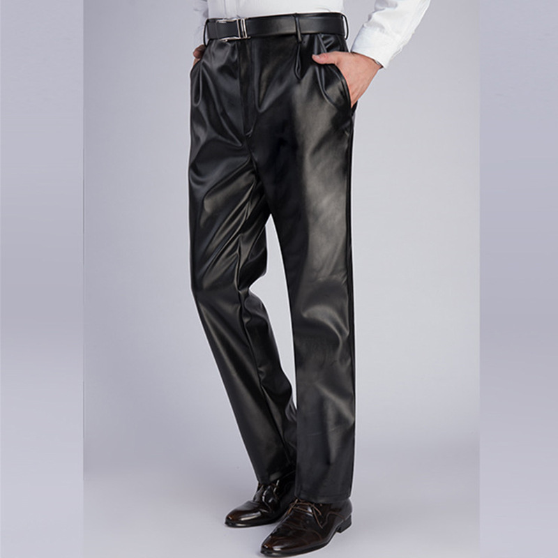 Leather Pants Men's Oil-proof and Moisture-proof Working Pants Fleece-lined Thickened Dirty-resistant Working Wear Men's Take-out Riding Motorcycle Spring Autumn Winter