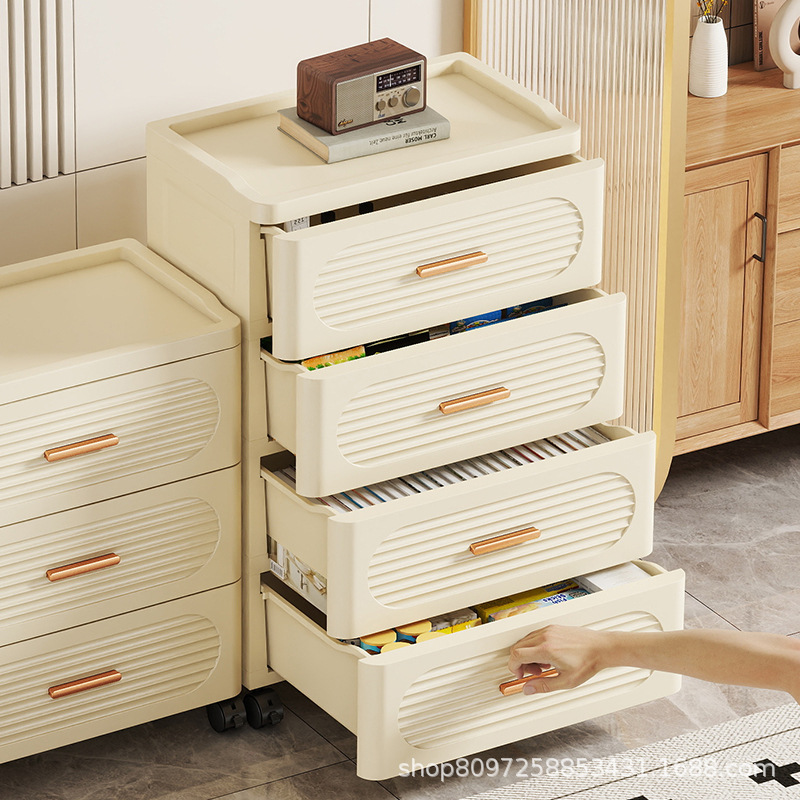 Storage Cabinet Living Room Chest of Drawers Bedroom Sandwich Storage Cabinet Multi-Layer Storage Cabinet Storage Rack Cream Style Storage Cabinet