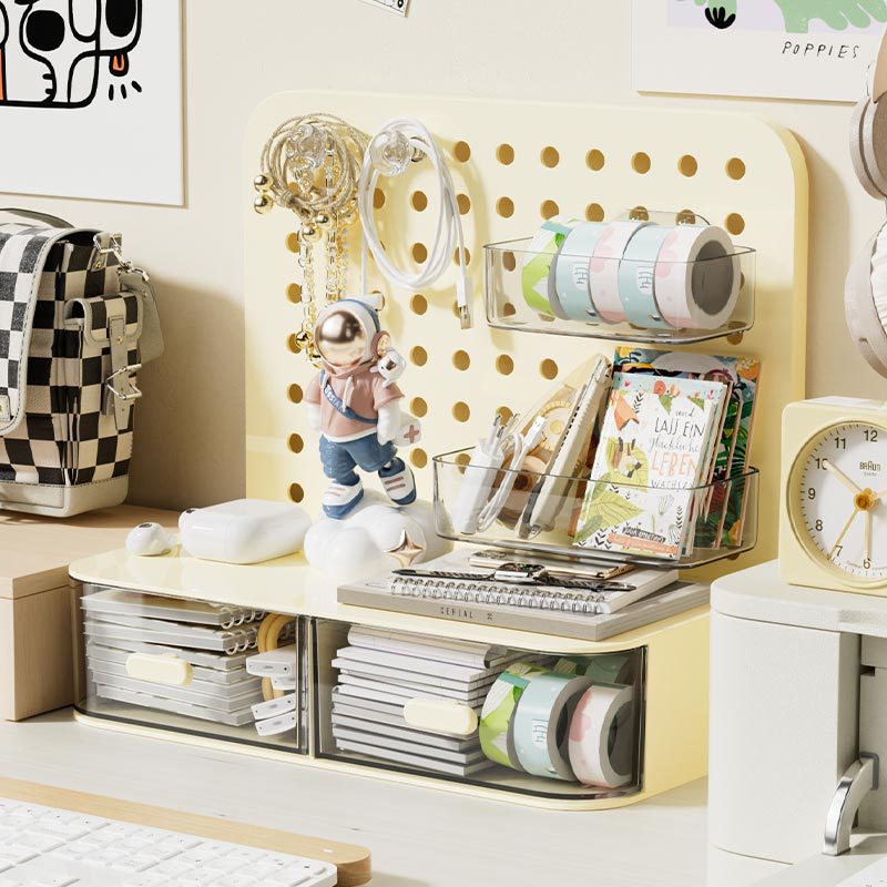 Perforated Board Desktop Vertical Storage Rack Cream Style Bedroom Home Dormitory Study Table Organization Student Desk Storage
