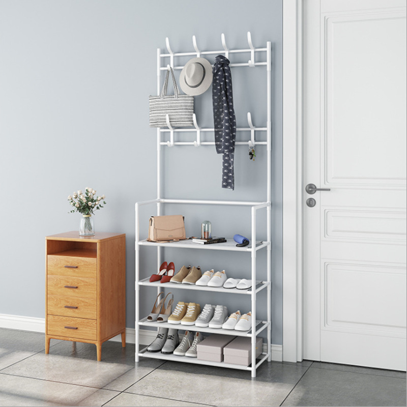 New Floor Shoes and Hats Rack Clothes Rack Integrated Combination Door Shoes Rack Coat Rack Hanger Household Shoes and Hats Rack