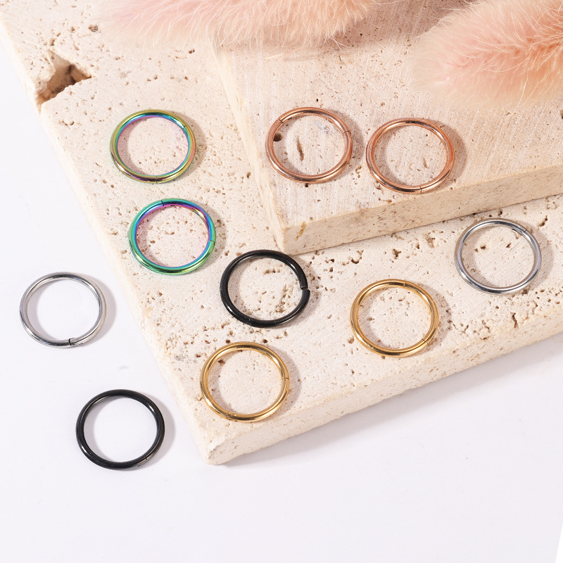 European and American stainless steel interface ring nose ring ring 316L electroplating stitching puncture jewelry universal ring factory direct sales
