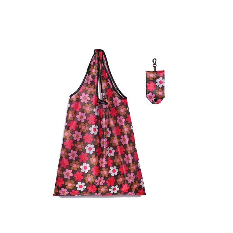 190t Polyester Foldableable Shopping Bag Supermarket Shopping Printed Bag Manufacturer Wholesale Spot Portable Environmentally Friendly Bag Cross-Border