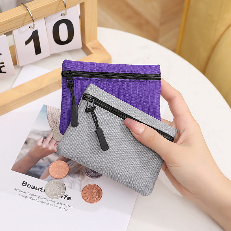 [in stock wholesale] 2024 new ladies Oxford cloth solid color mini zipper coin purse cross-border key bag