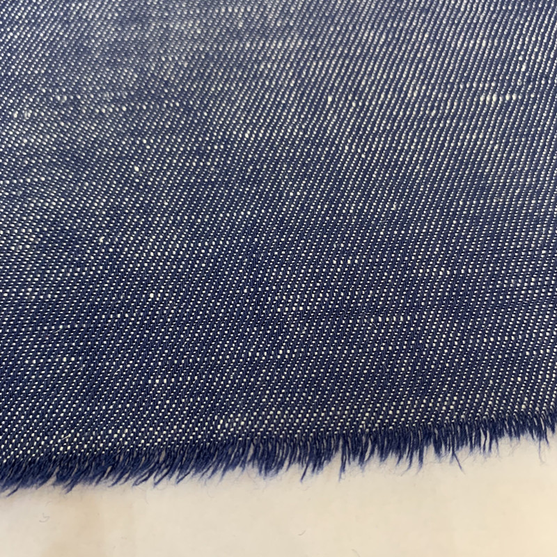 Linen Cotton Twill Imitation Denim Interwoven Fabric Spring and Summer Jacket Suit Cotton and Linen Clothing Fabric Linen Yarn-dyed Fabric