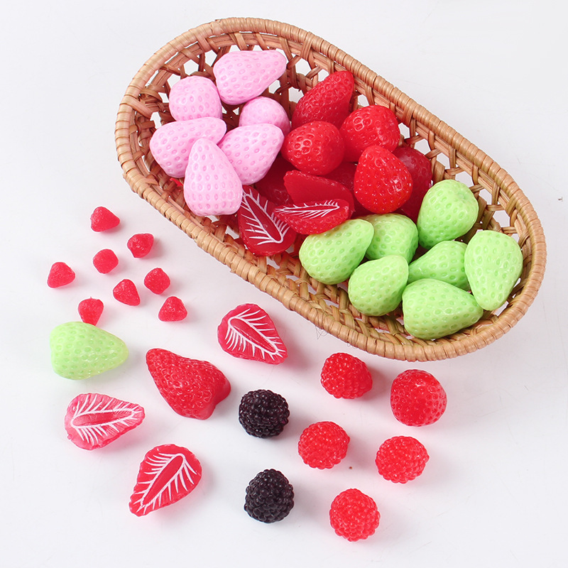Simulation Mini Strawberry Blueberry Cherry Grape Accessories Miniature Food Play DIY Hand-made Dessert Cake Decoration Material