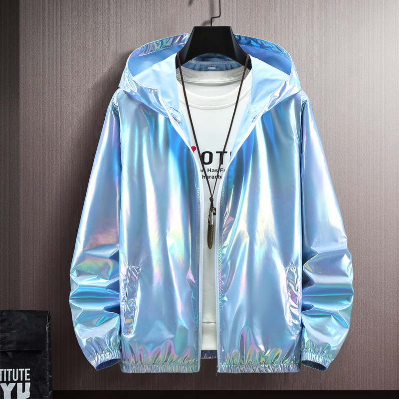 European and American summer colorful reflective sun protection clothing Men's Ice Silk ultra-thin couple's colorful thin jacket trendy gradient coat