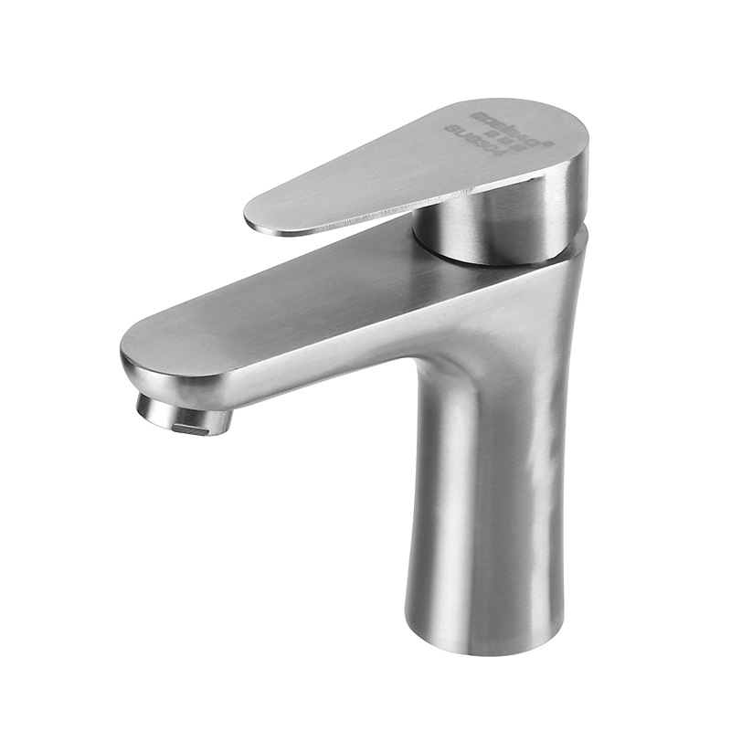 304 Stainless Steel Basin Faucet Small Waist Hot and Cold Household Bathroom Washbasin Washbasin Single Cold Faucet