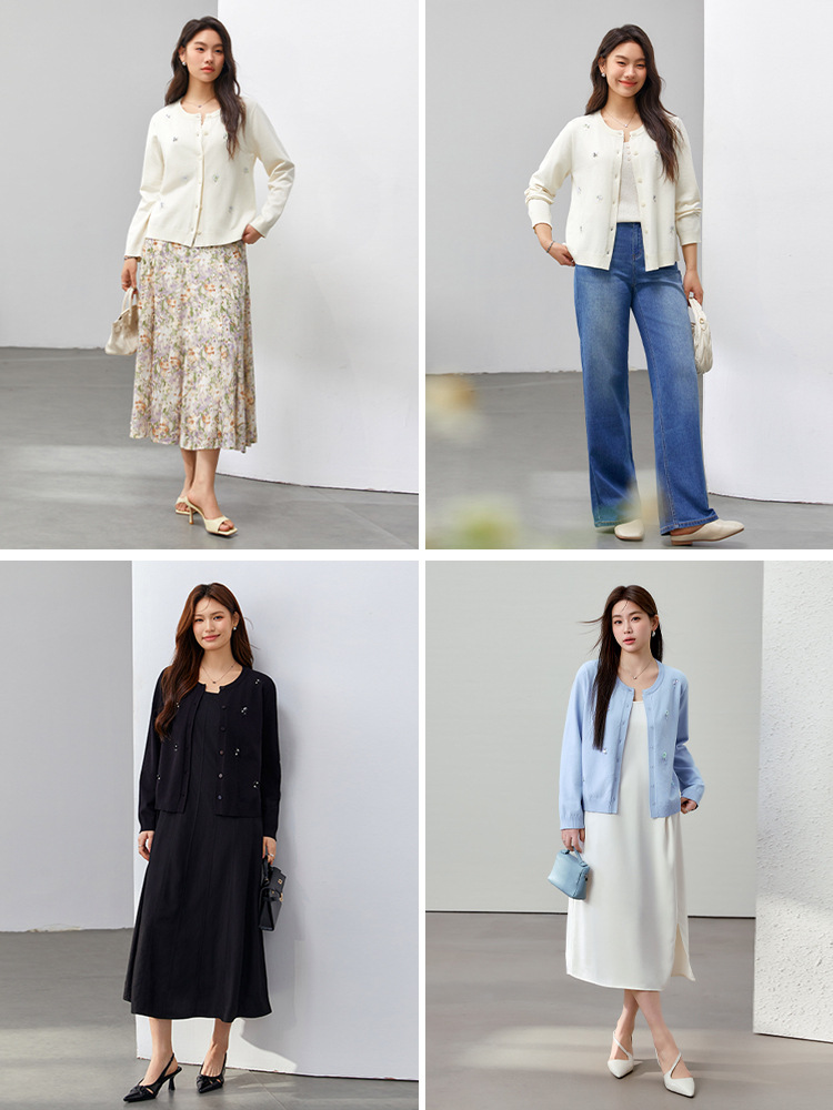 [Gentle Lazy Style Personality Three-dimensional Flower Knitted Sweater] Slim Show plus size Women's Fat mm2025 Spring New