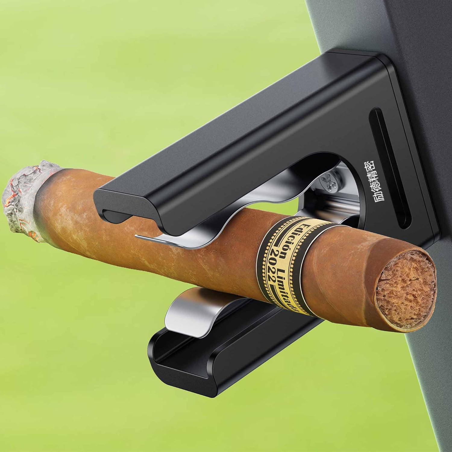 Metal Cigar Holder with Magnetic Base, Adjustable High-End Pipe Tobacco Clip with Elastic Band, in Stock on Amazon