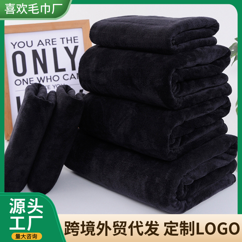 Черные полотенца и банные полотенца Cross-Border специально разработаны для отелей, парикмахерских, салонов красоты, спортзалов и туалетных столиков