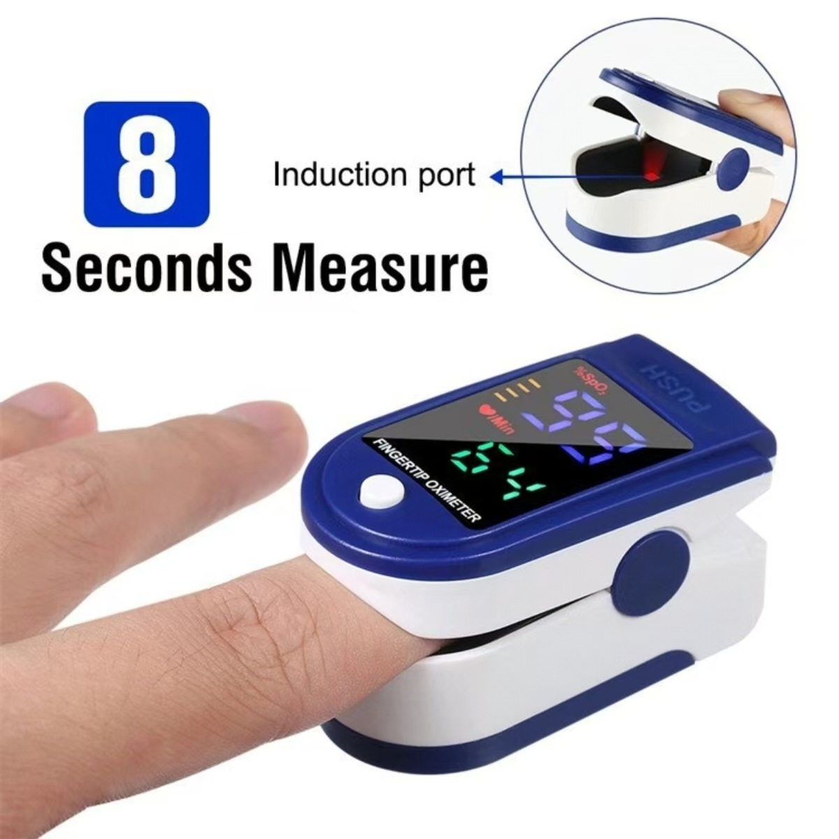 Adult Household Finger Clip Oximeter Measuring Pulse Heart Rate Blood Oxygen Saturation Medical Portable Smart Monitor