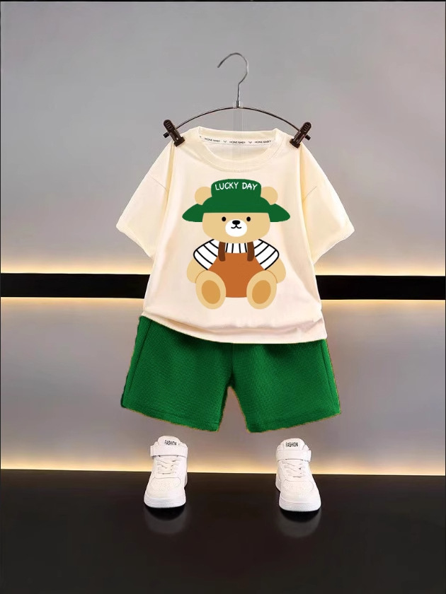 New children's clothing summer children's suit casual loose clothes boys short sleeve waffle baby summer wholesale