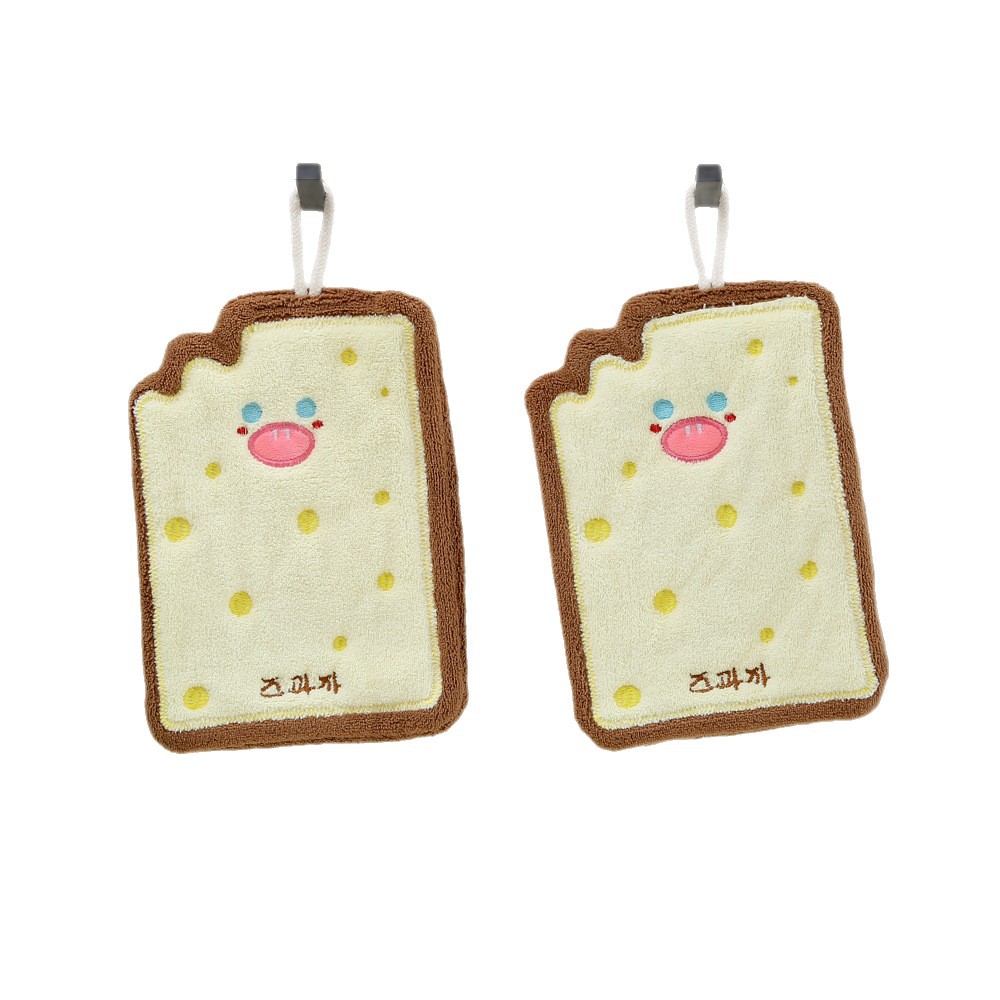 Hand Towel Cute Cartoon Cheese Toast Series Baking Hand Towel Hanging Absorbent Kidsren's Coral Velvet Small Towel