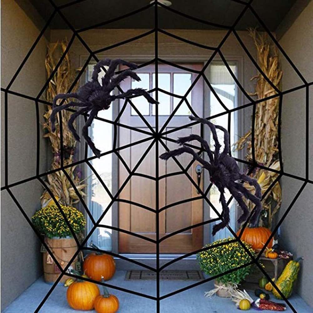 Spider web super large spider triangle web Halloween decoration props party trick simulation plush spider wholesale