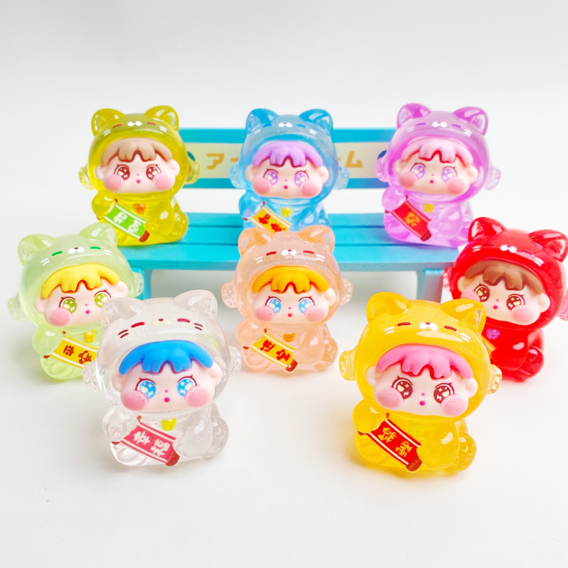 Новая прозрачная кошка удачи девушка смоляные милые мультяшные маленькие украшения живая трансляция слепая коробка куклы DIY оптом